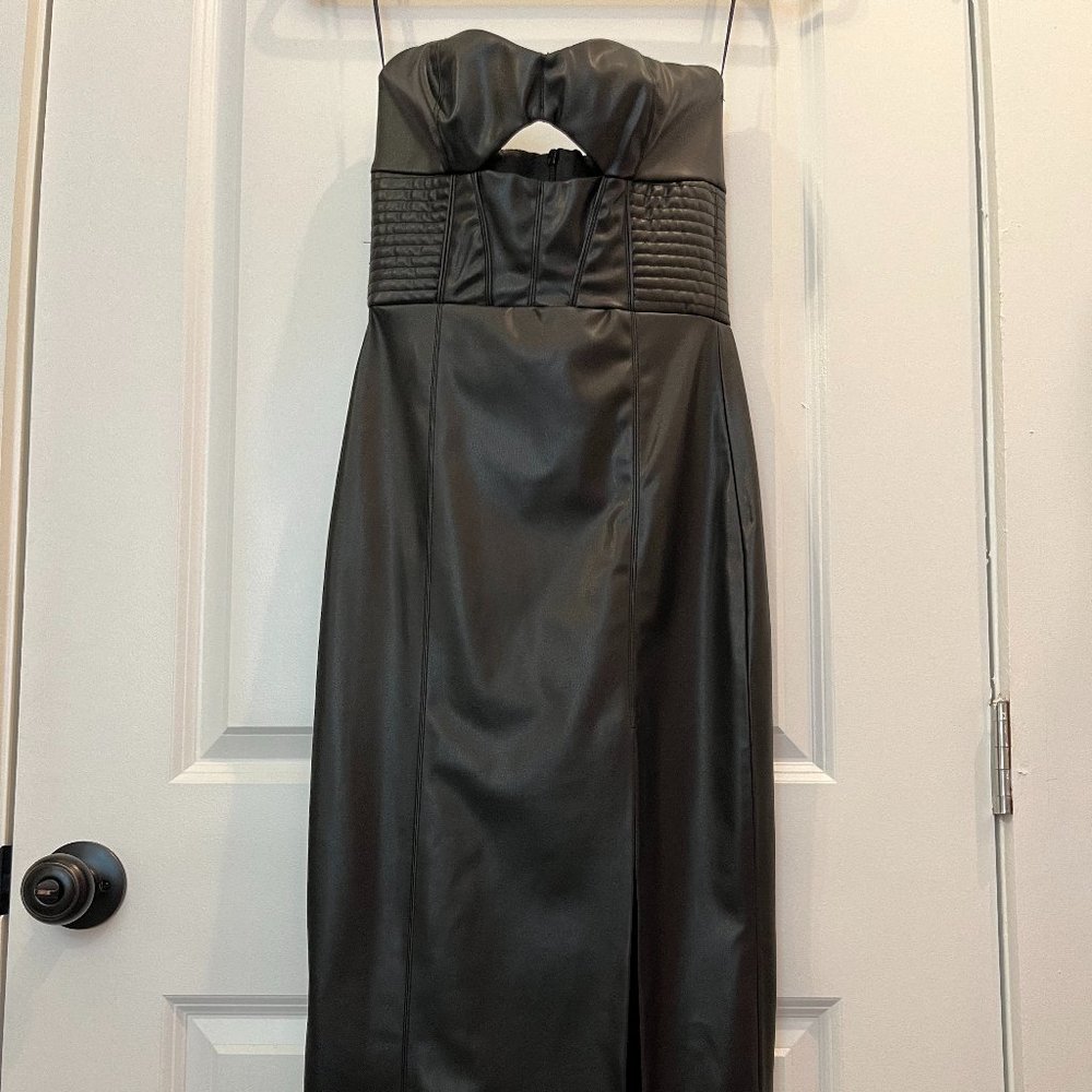 Zara NWT Cutout Faux Leather Corset Midi Dress